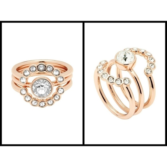 💕TED BAKER💕 Rose Gold Crystal Stacking Ring M/L NWT - Picture 4 of 8